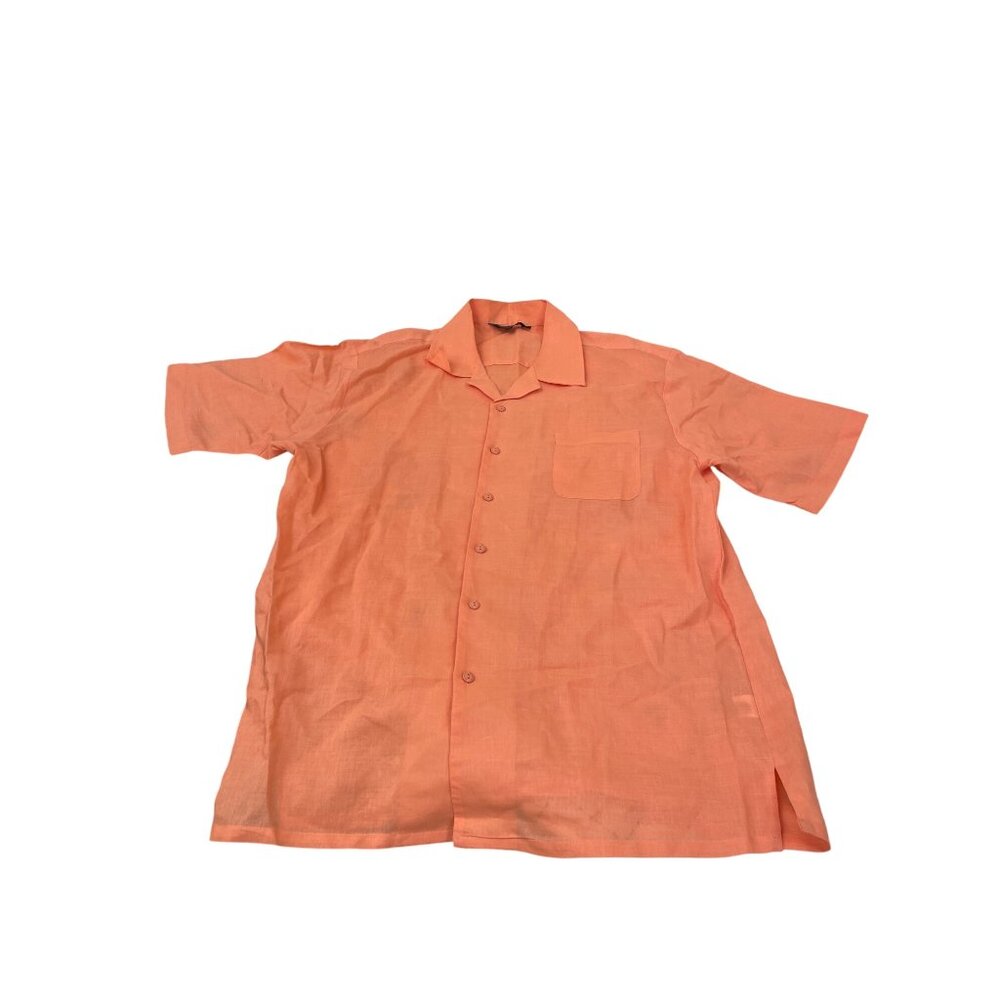 Bagazio mens coral ramie cotton button up shirt Size L SKU 8517